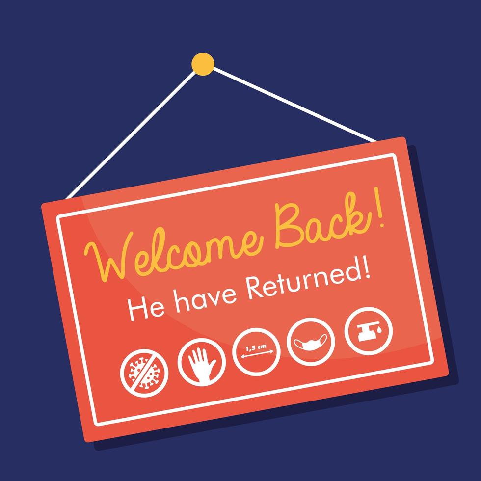 Welcome back, reopening sign vector