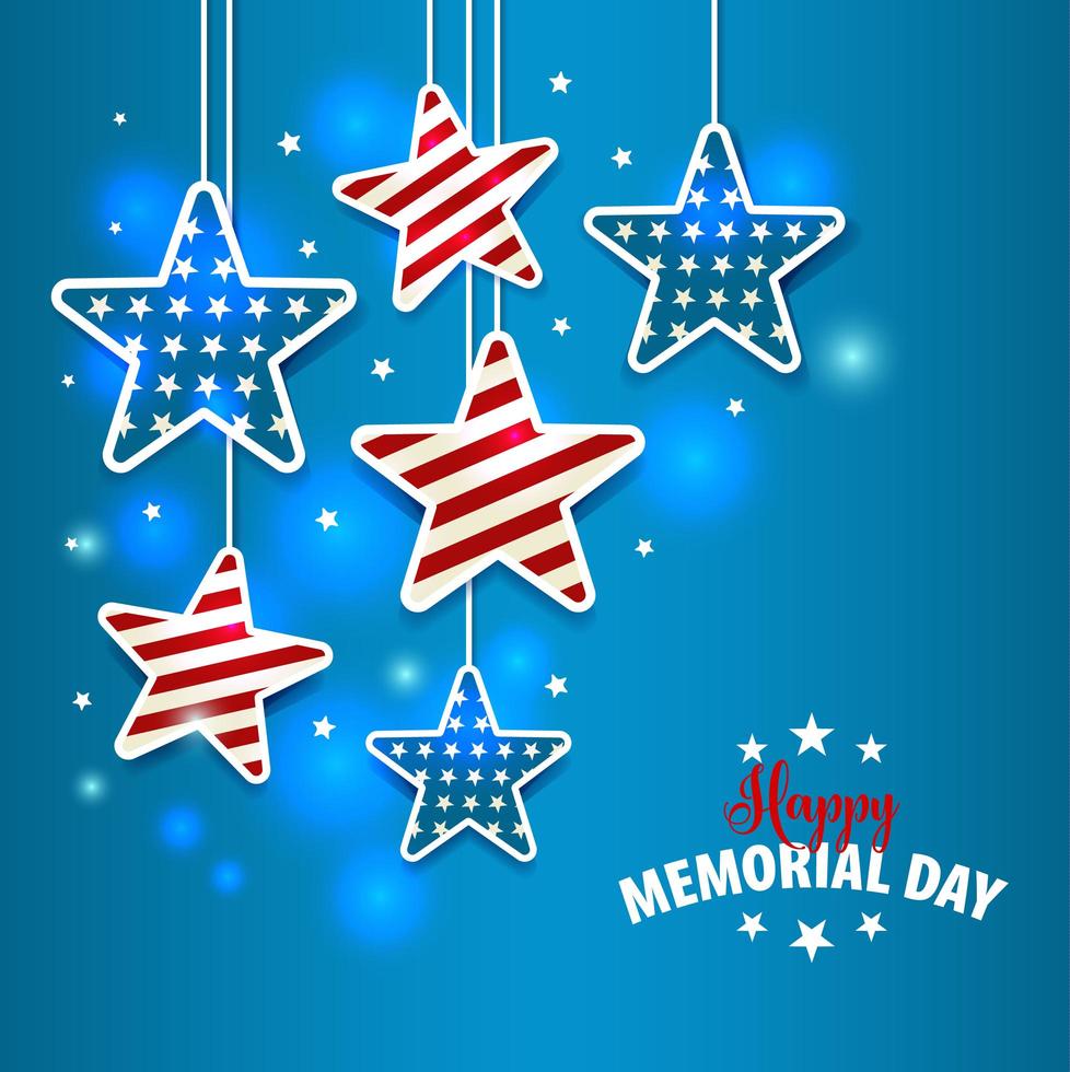 Memorial Day illustration with star in national flag colors vector