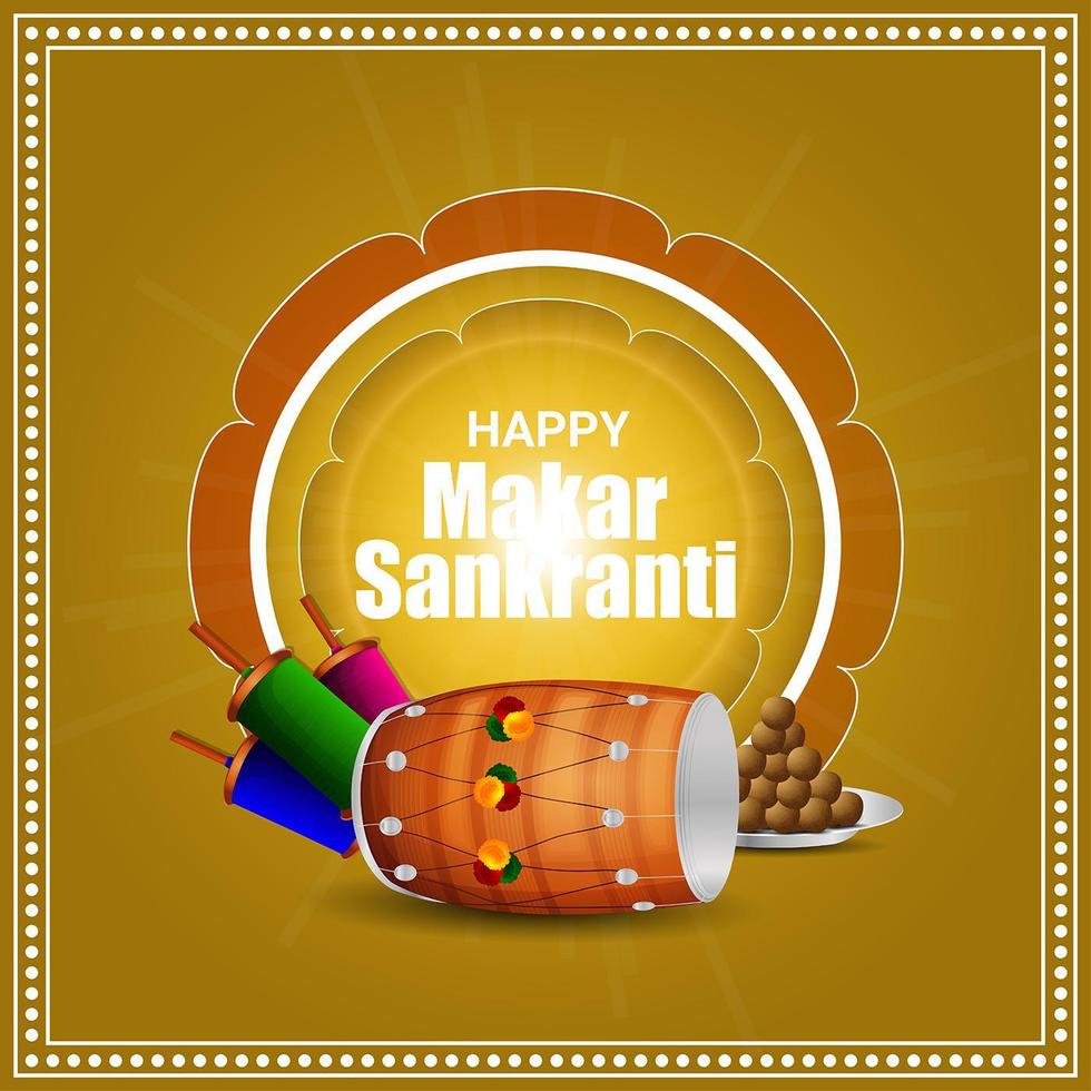 Happy makar sankranti greeting card vector