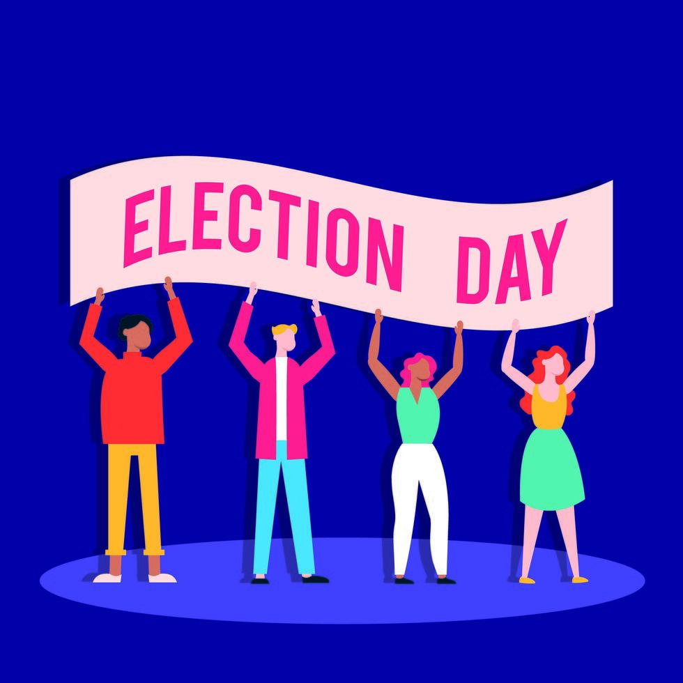 election day democracy with people and banner vector