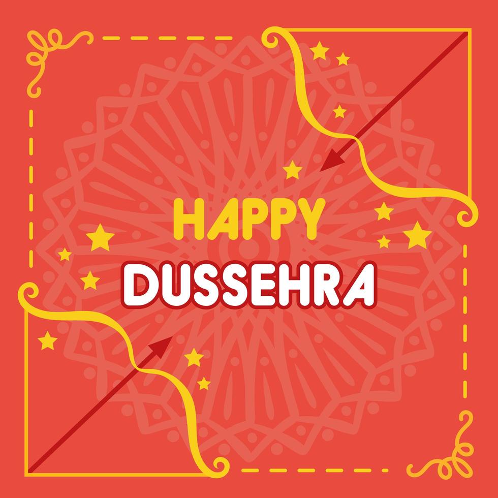 happy dussehra celebration with arch arrows and stars vector