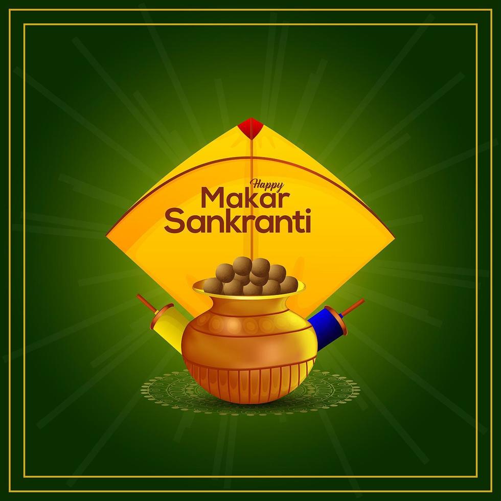 feliz makar sankranti elementos creativos y fondo vector