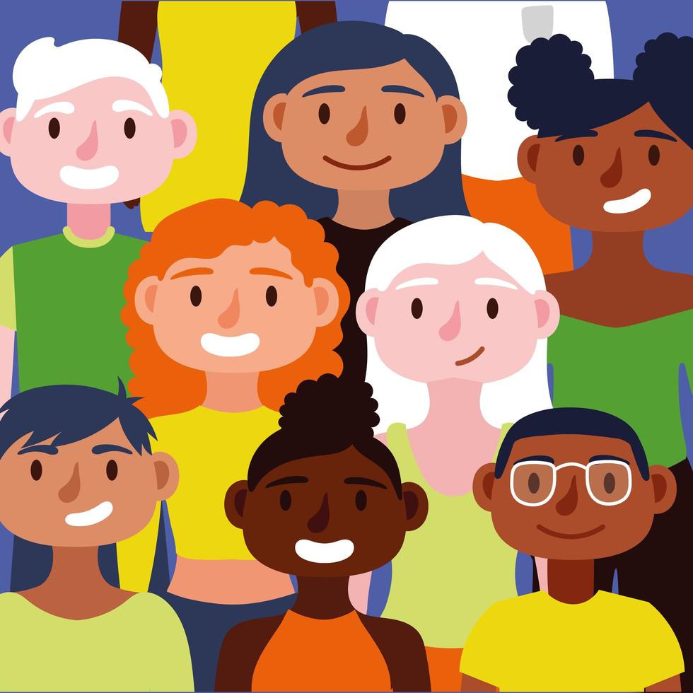 Group of interracial people, inclusion concept vector