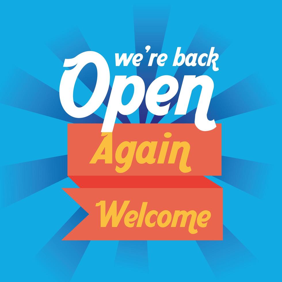 Business reopening and welcome sign with ribbon vector