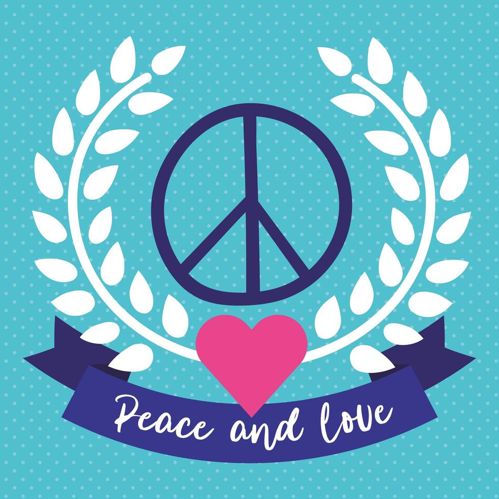 letras del día internacional de la paz con corazón y símbolo vector