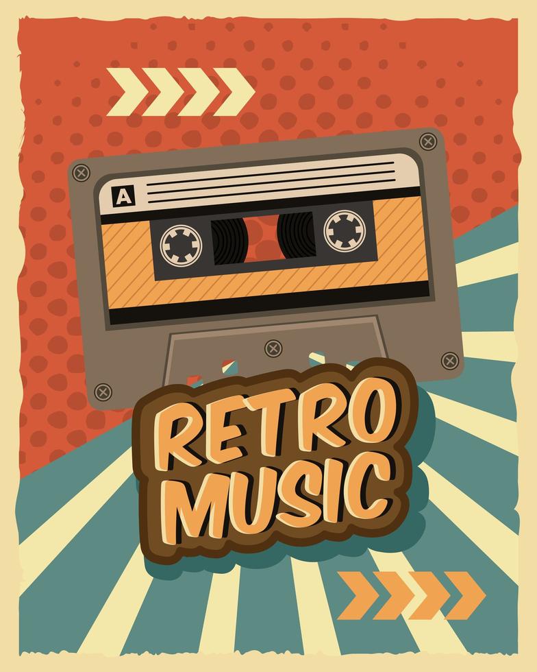 cartel de cinta de cassette retro antiguo vector
