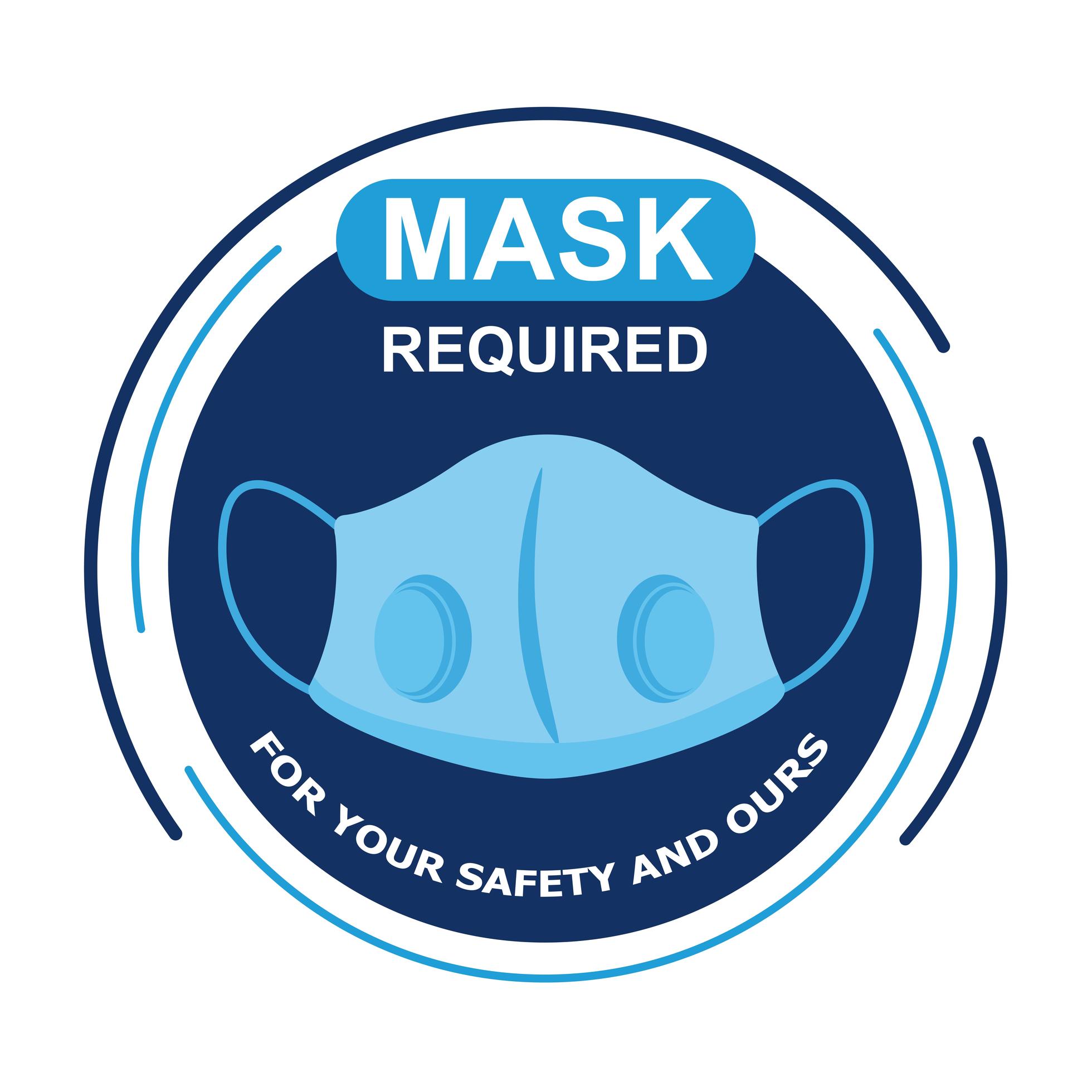 mask required circular label with lettering download free vectors
