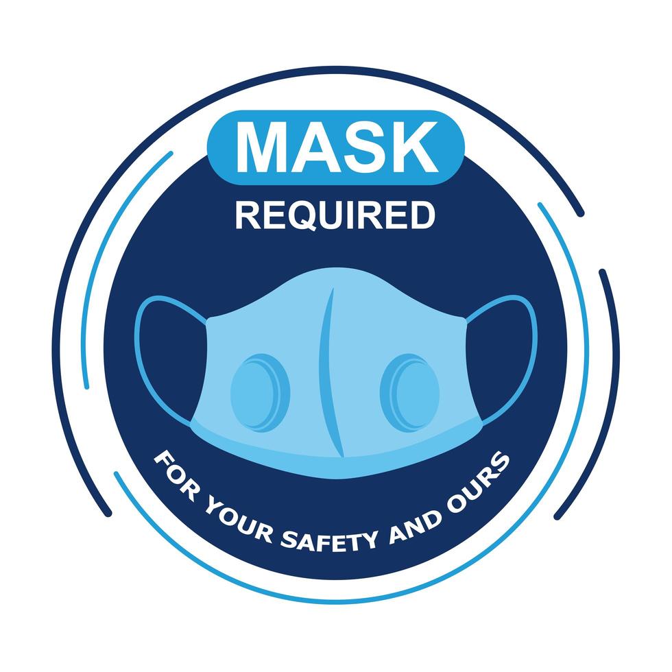 mask required circular label with lettering vector