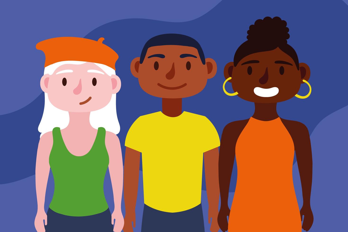 Group of interracial people, inclusion concept vector