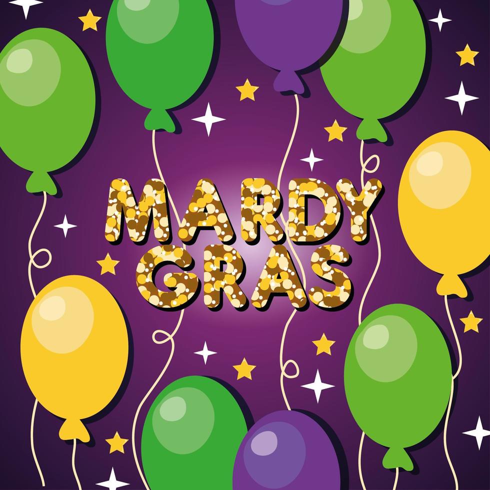 Mardi Grass celebration poster with balloons vector