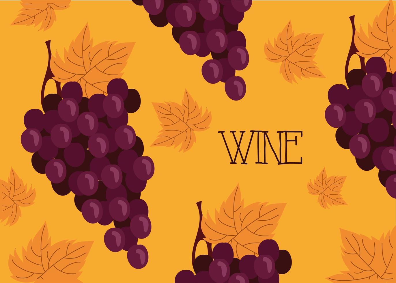 cartel de vino de primera calidad con uvas. vector