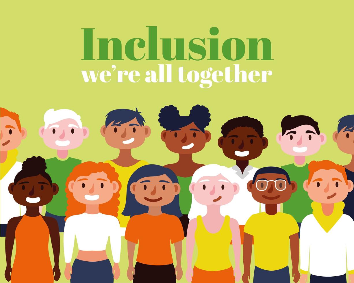 grupo de personas interraciales, concepto de inclusión vector