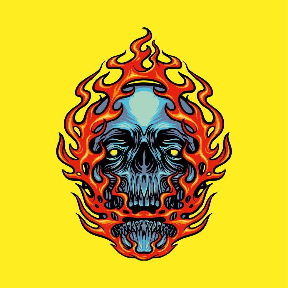 Fire Skull Head Mascot Illustration vector