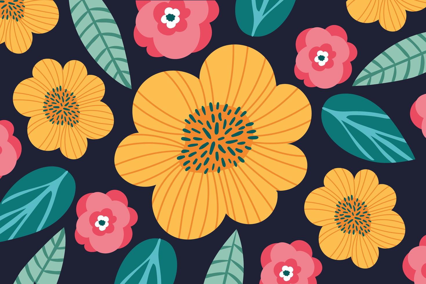 pattern of flowers garden background vector