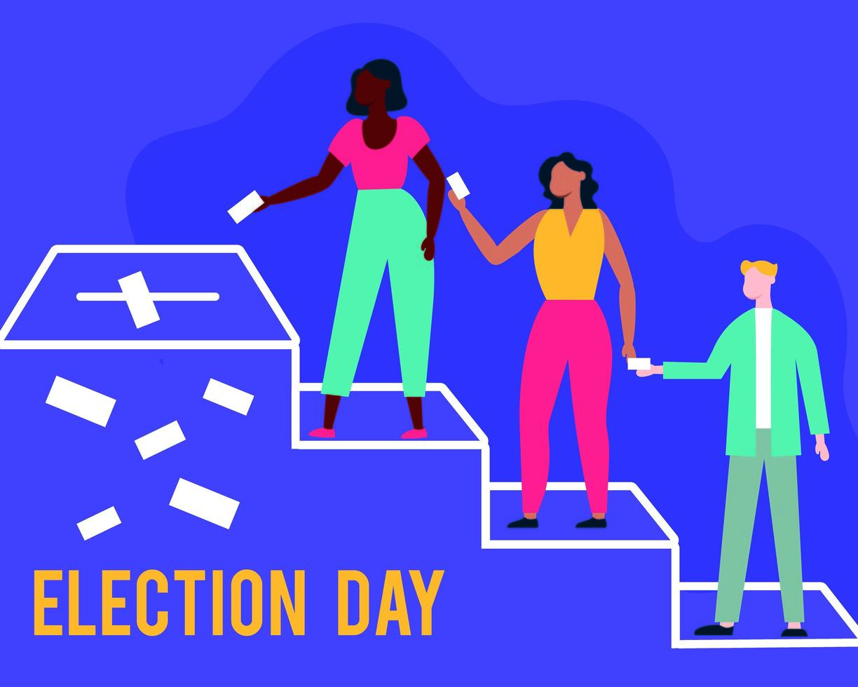 election day democracy with interracial people vector