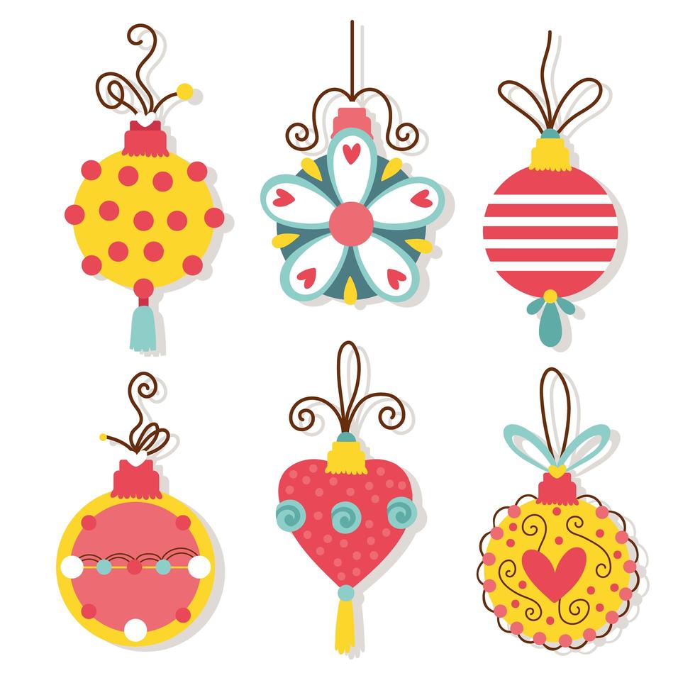 conjunto de adornos navideños vector