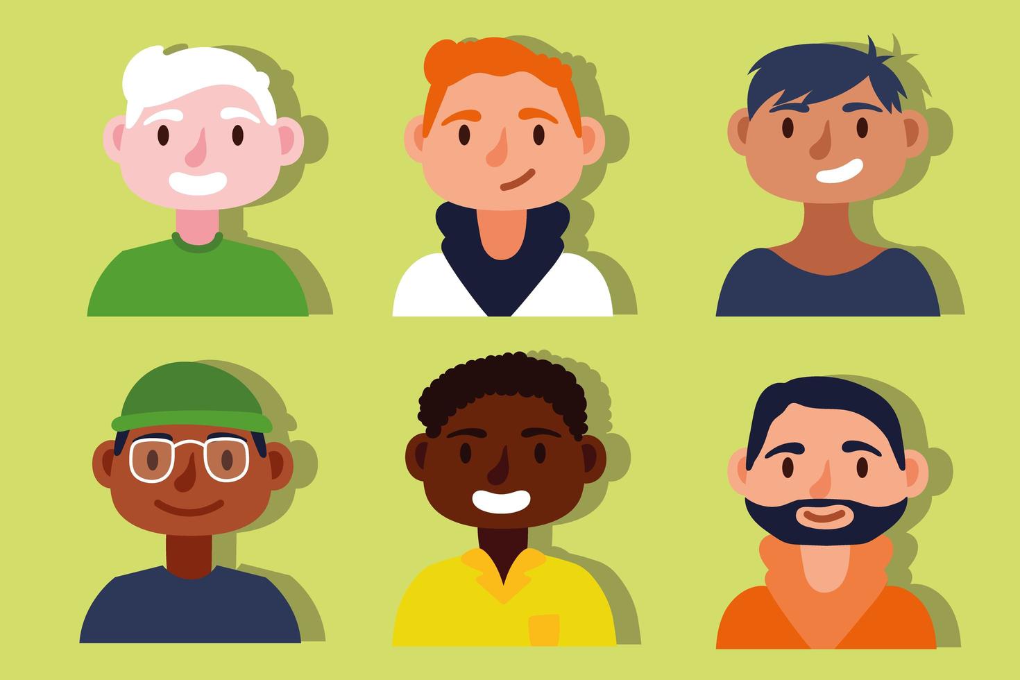 Group of interracial men, inclusion concept vector