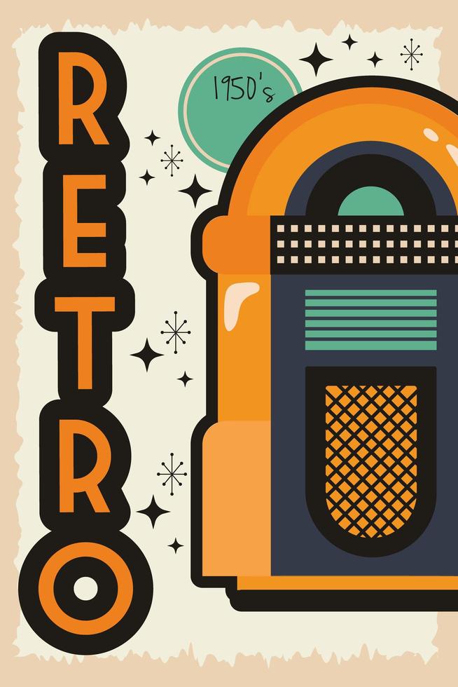 Retro style party poster with music jukebox vector