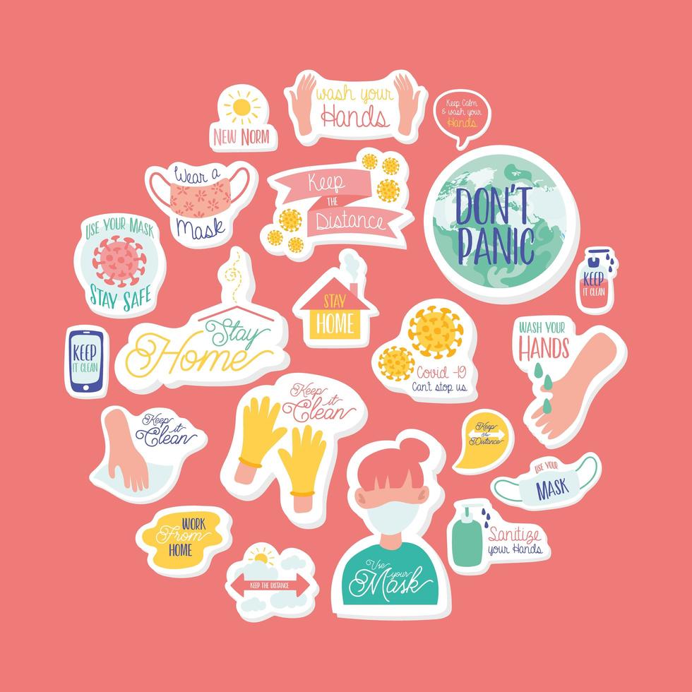 set of campaign letterings and icons vector
