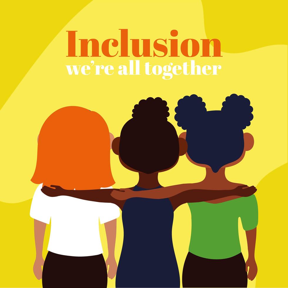 Group of interracial people, inclusion concept vector