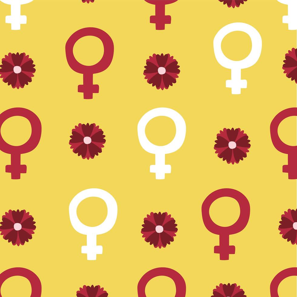 Girl power poster with female symbols and flowers vector