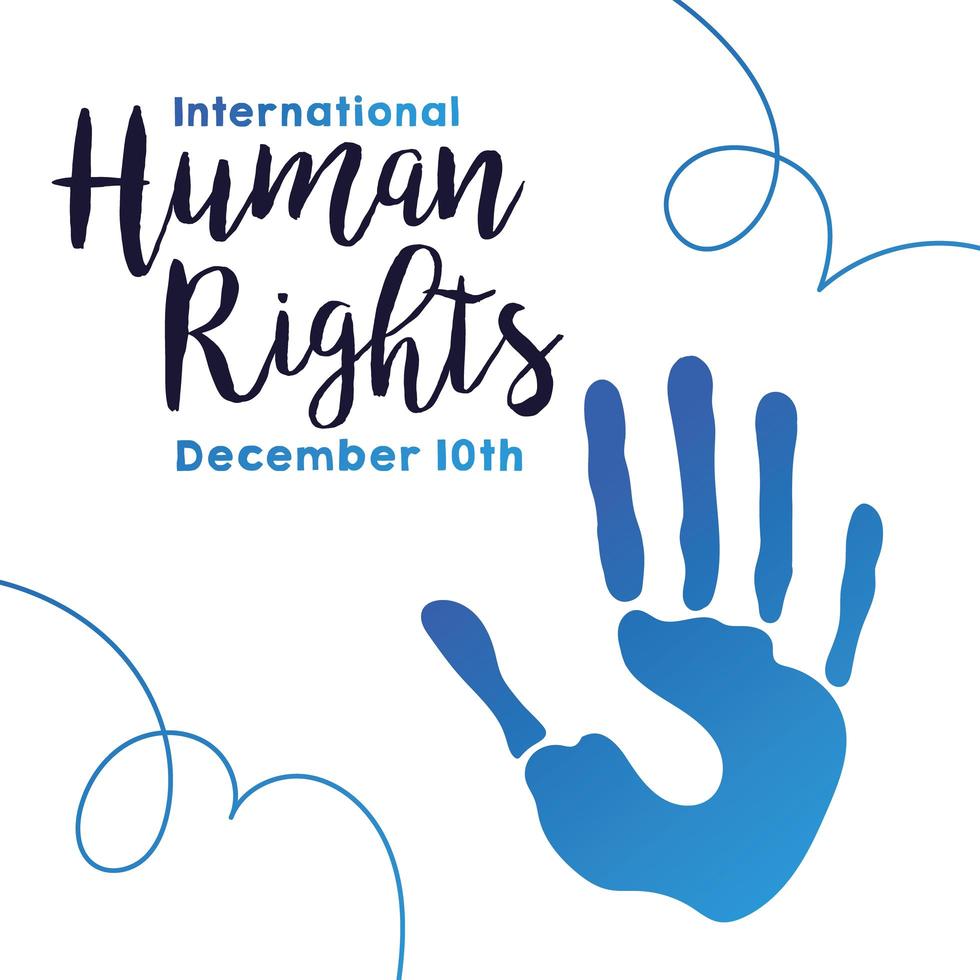 human rights campaign lettering with hand print vector