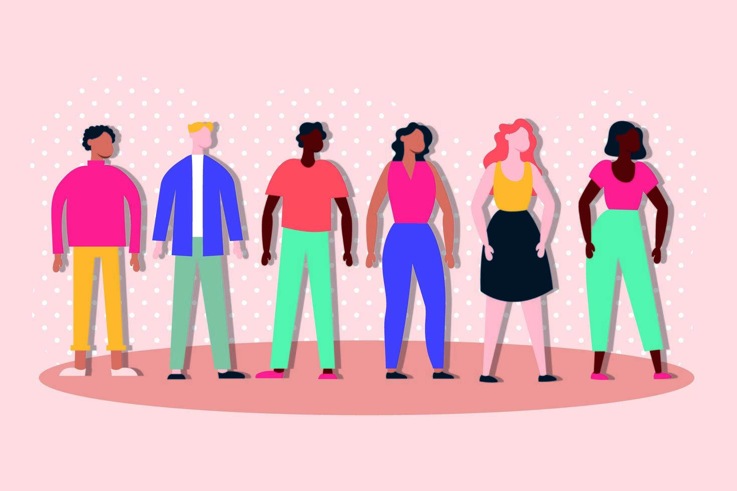 group of interracial people, inclusion concept vector