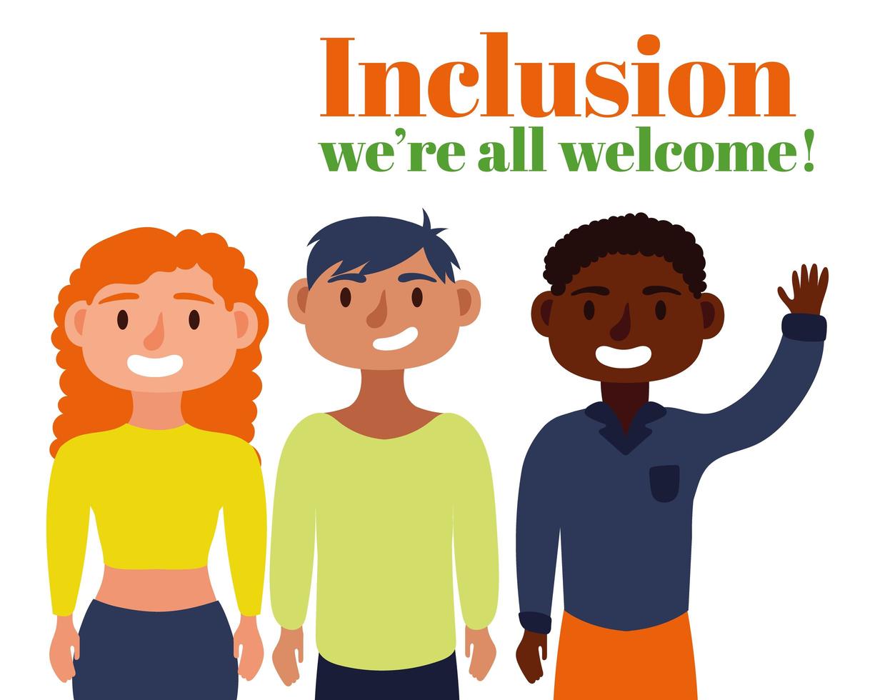 Group of interracial people, inclusion concept vector