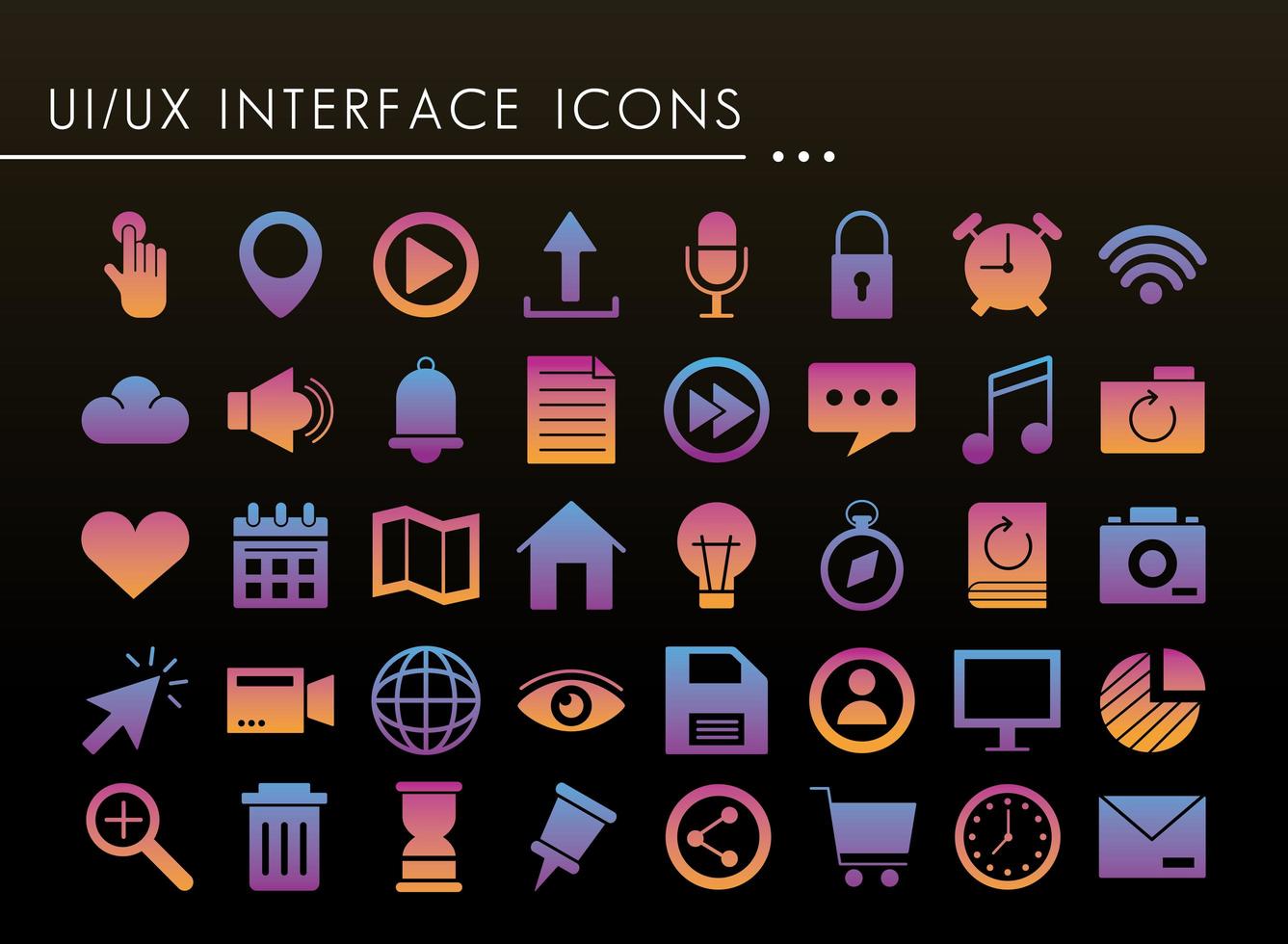 forty interface silhouette style icons vector