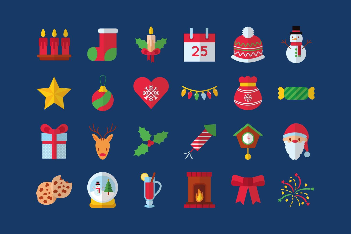 Merry Christmas celebration icon set vector