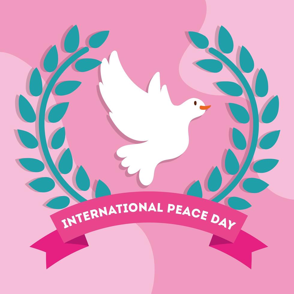 International Day of Peace lettering with dove vector