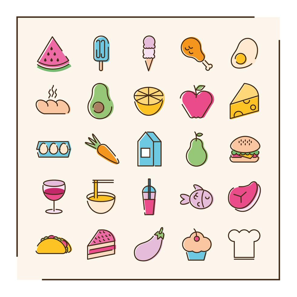 bundle of twenty five icons vector