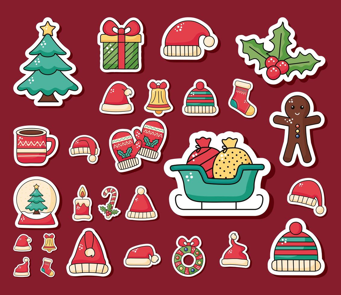 bundle of Christmas icons vector