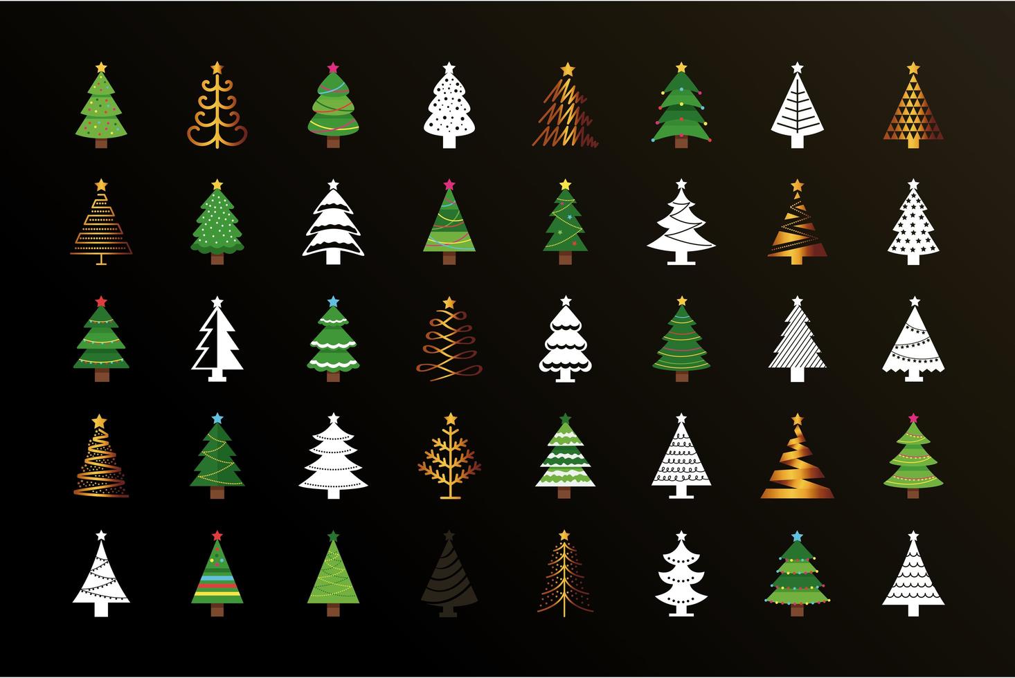 paquete de árboles de navidad vector