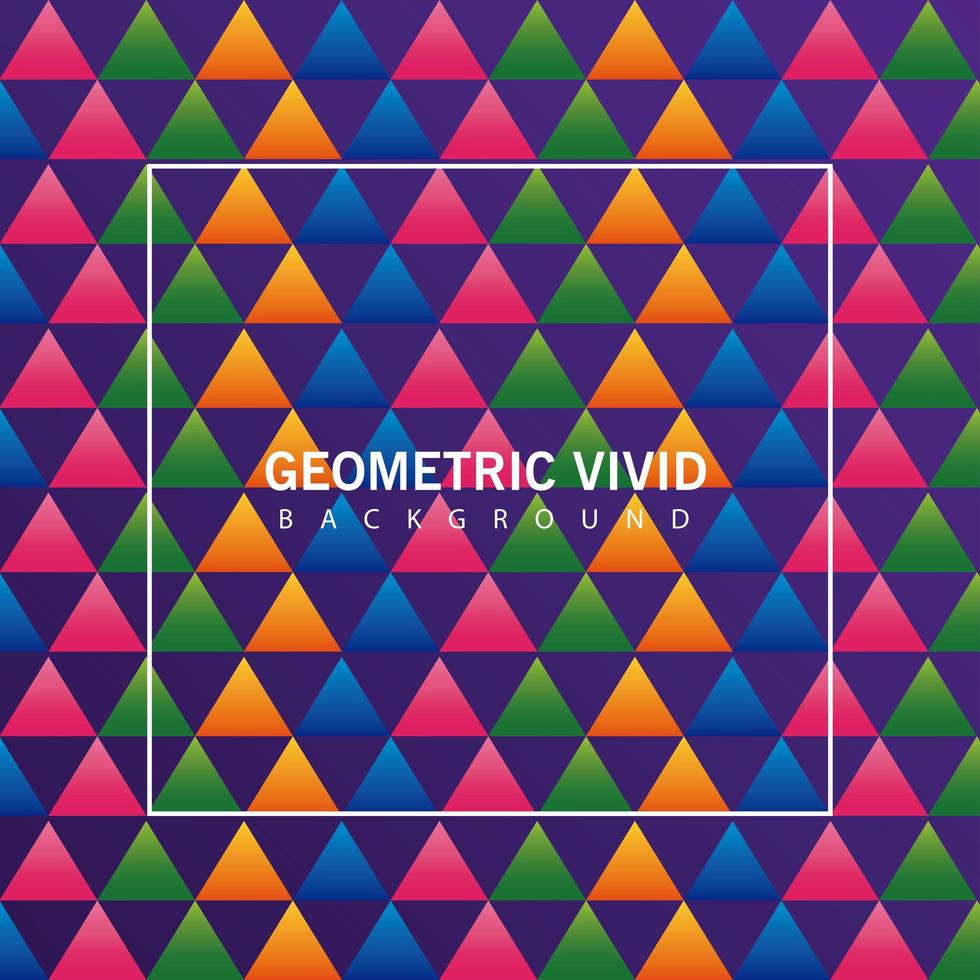 triángulos de colores de fondo con marco cuadrado vector