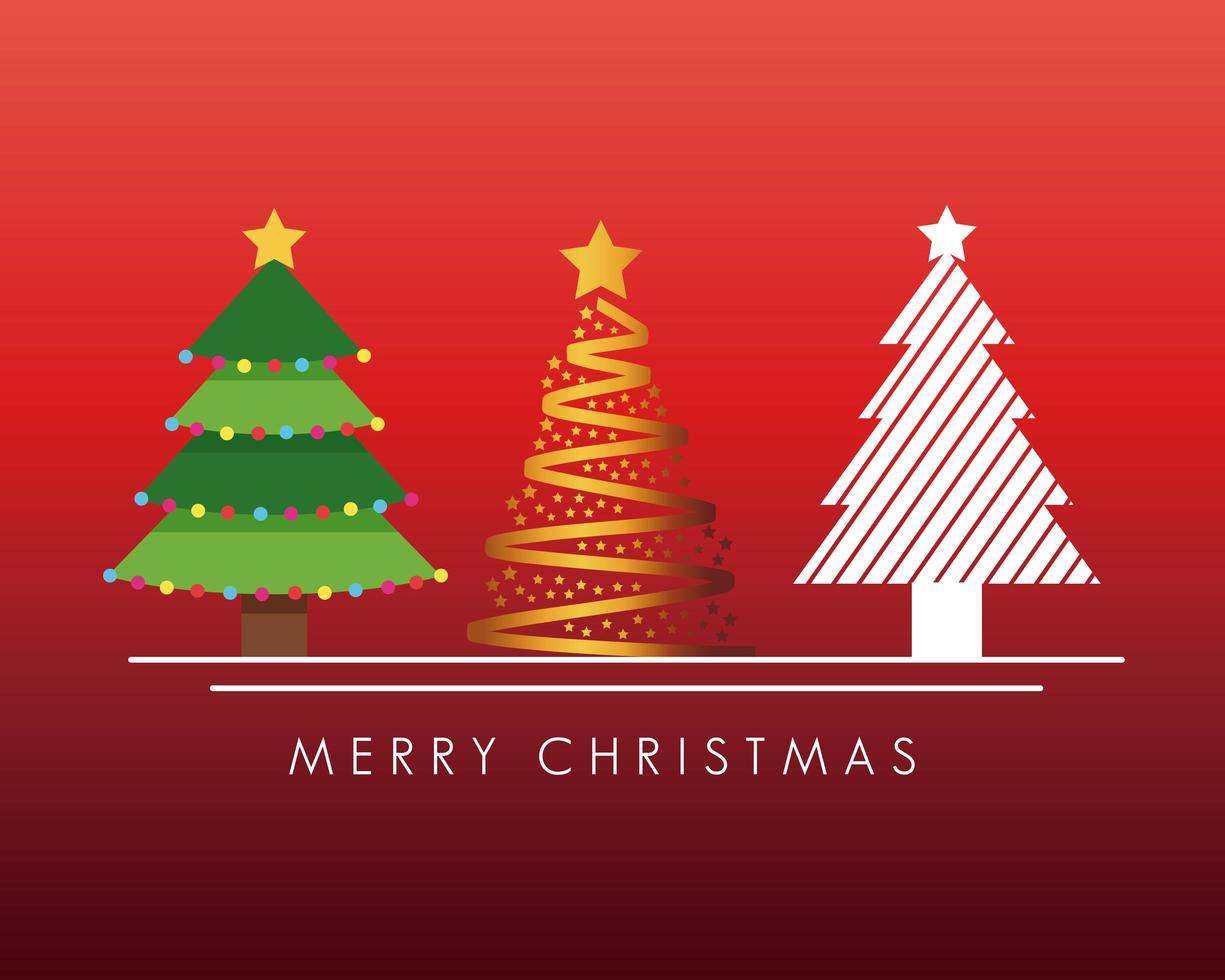 Christmas card with pine trees vector