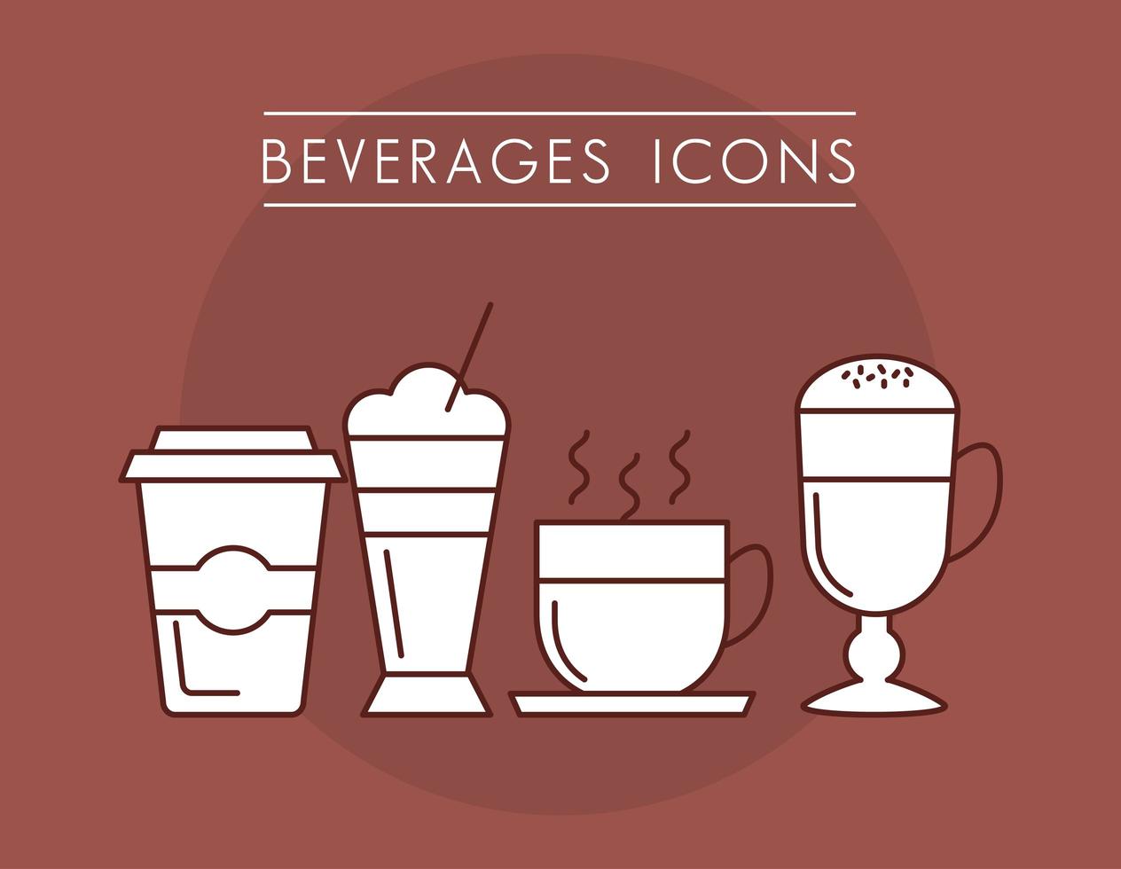 set of coffee beverages icons vector