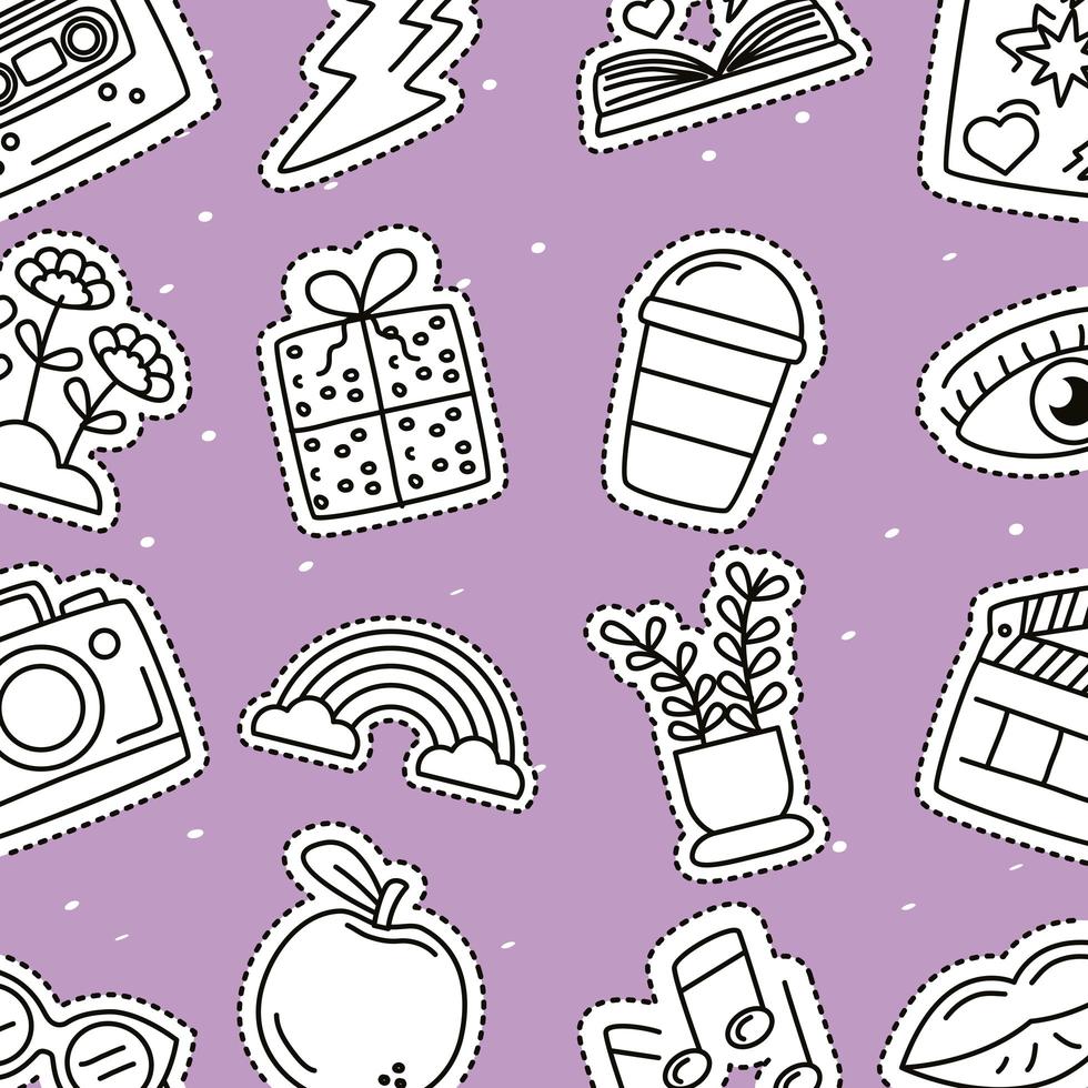 Cute pattern background with hype icons vector