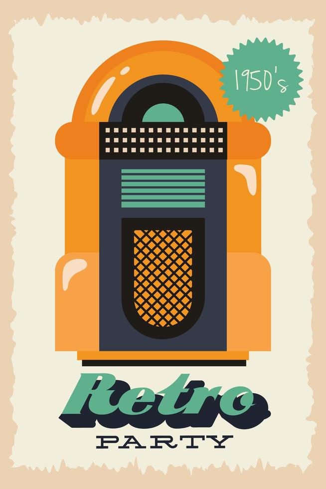 cartel de fiesta de estilo retro con jukebox y precio de entrada vector