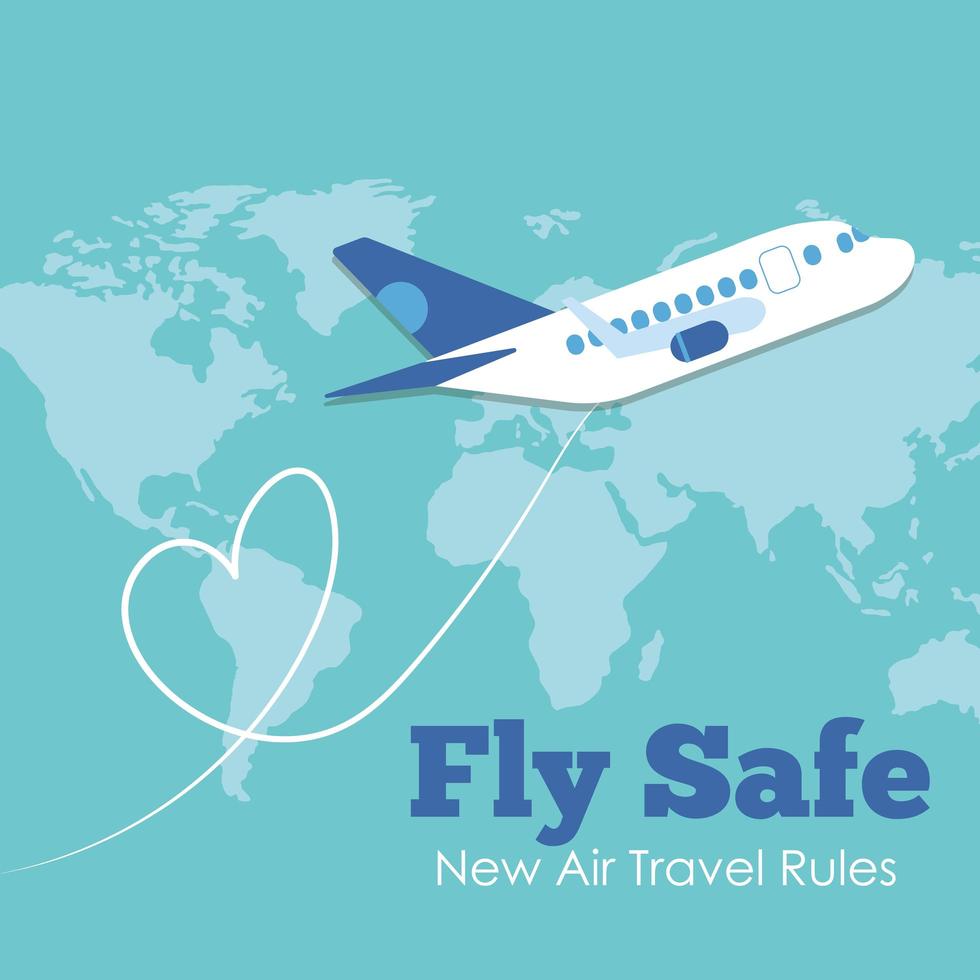 fly safe campaign lettering poster with airplane flying and earth map 1934382 Vector Art at Vecteezy