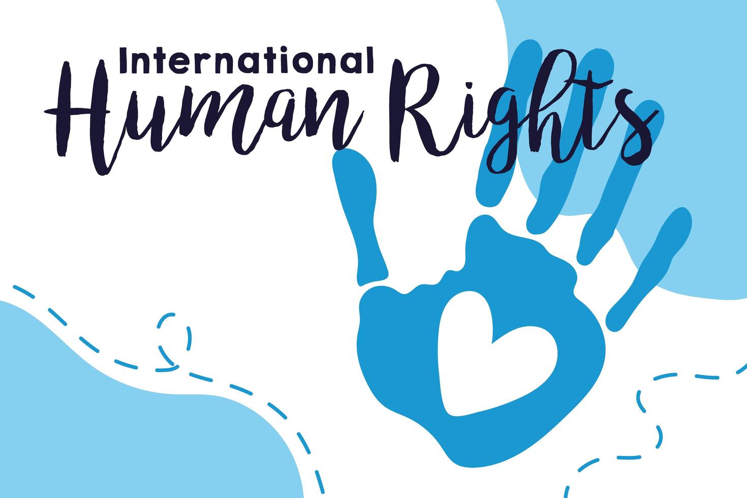 human rights campaign lettering with hand print and heart vector