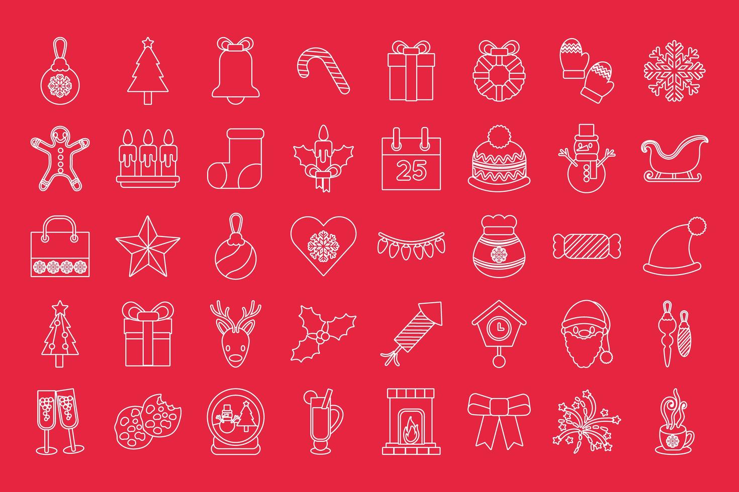 bundle of fourty Christmas line style icons vector