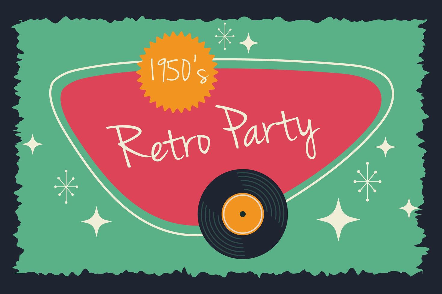 Retro style party poster with vinyl disk vector