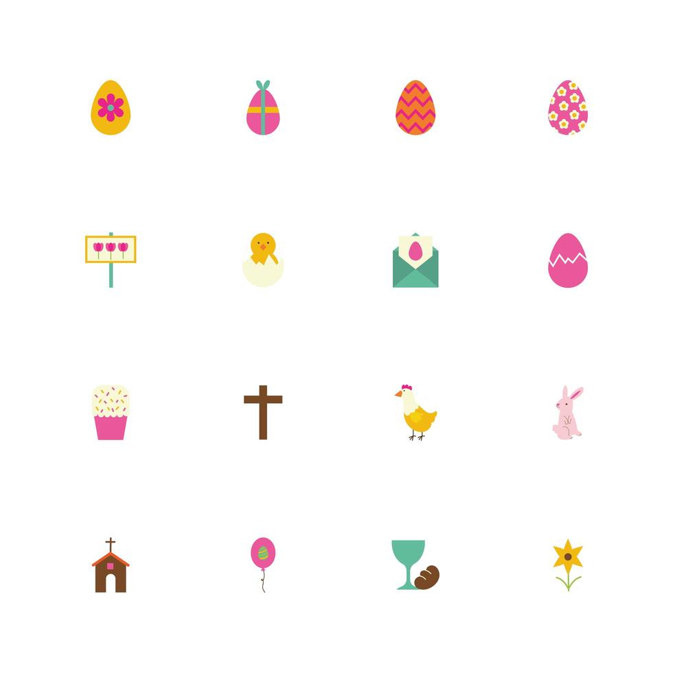 Easter icon set vector