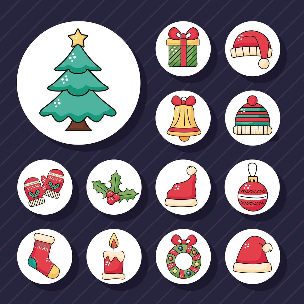 conjunto de iconos de navidad vector