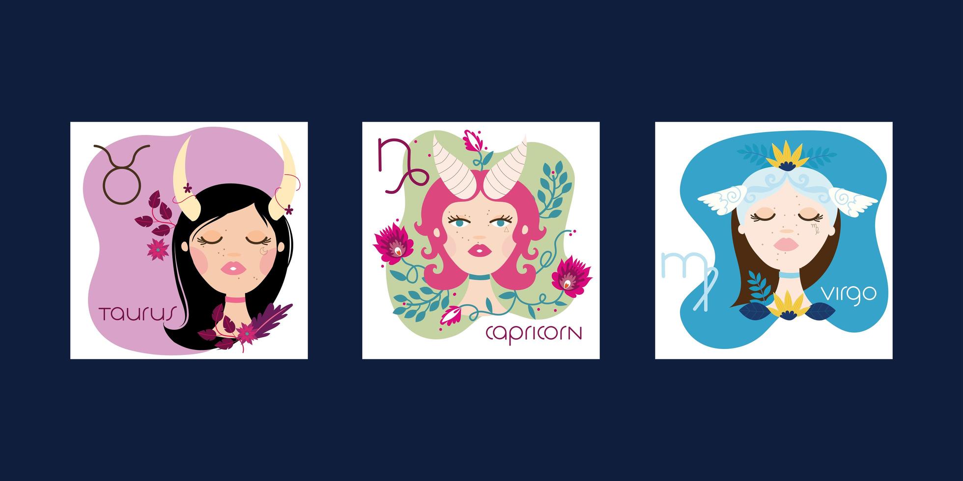 group of women with zodiac signs vector