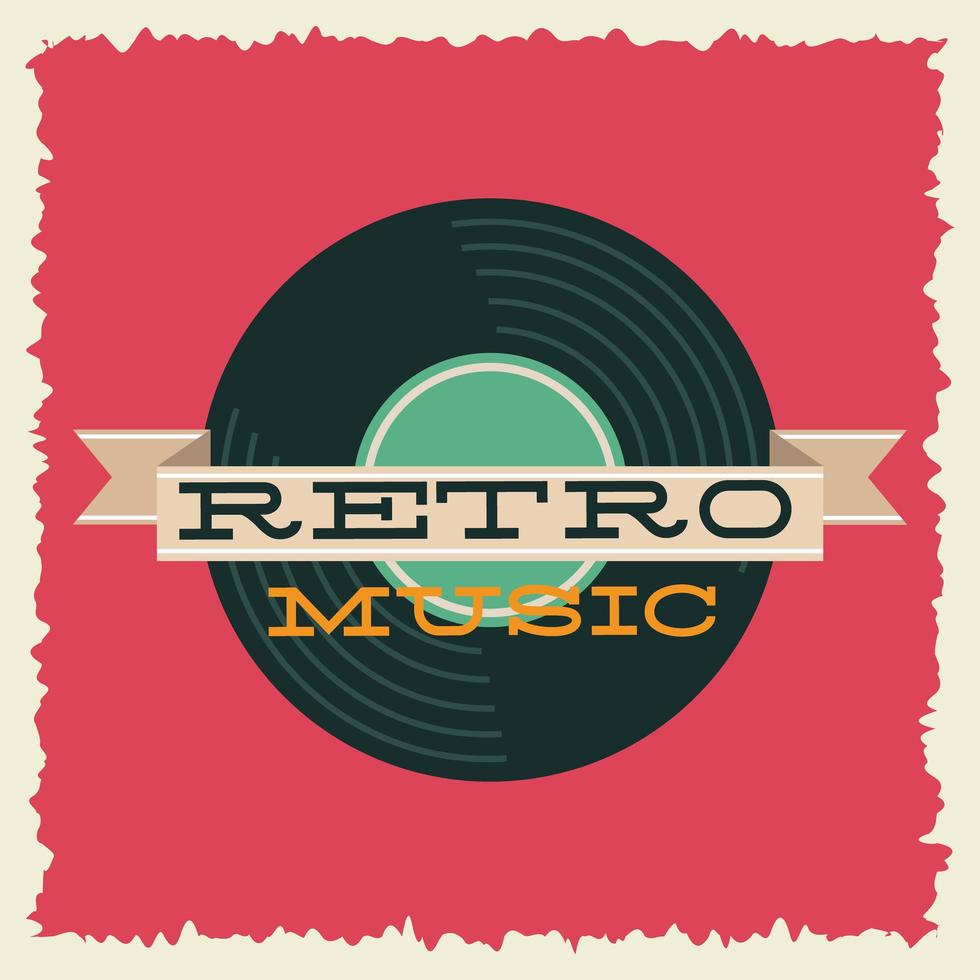 Retro style party poster with vinyl record vector