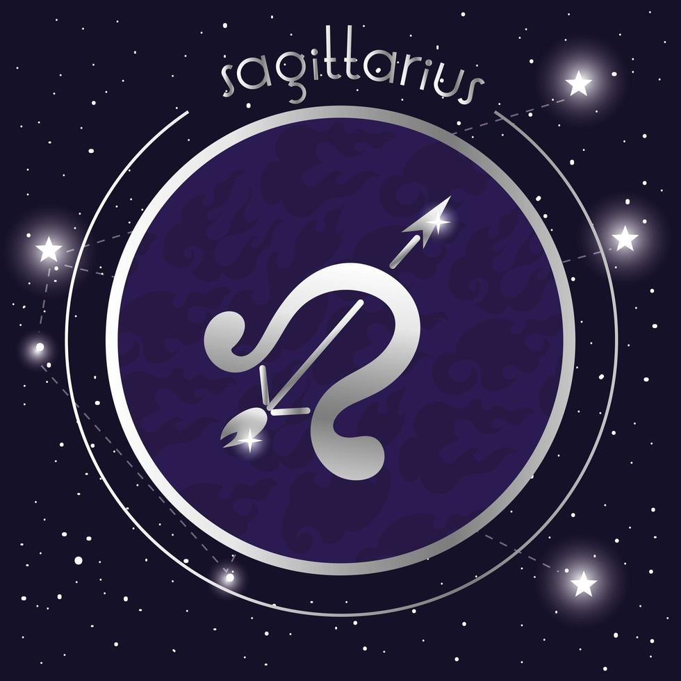 sagittarius zodiac sign silver design vector
