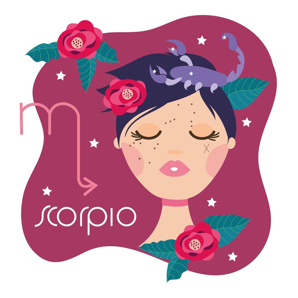 beautiful woman with scorpio zodiac sign vector