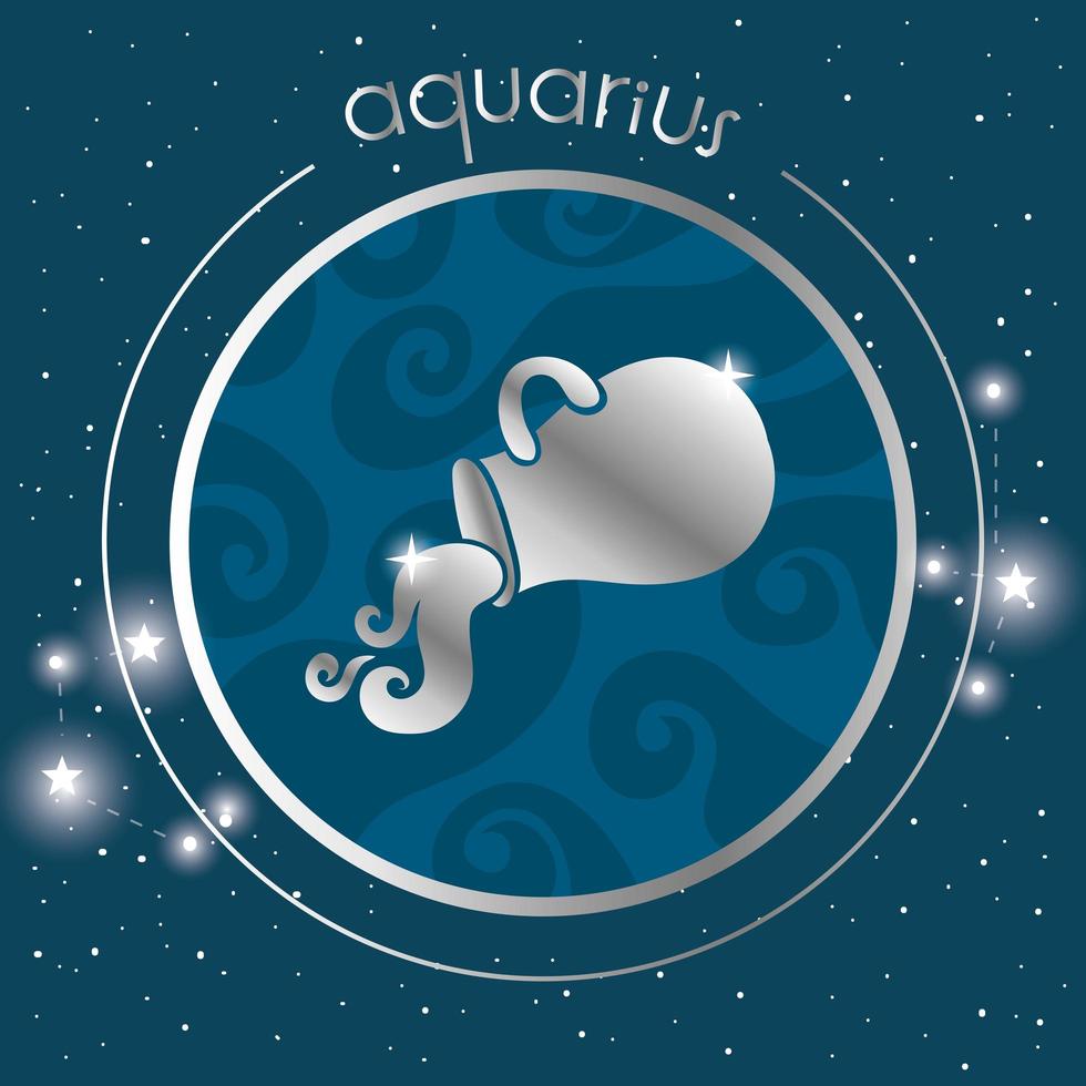 aquarius zodiac sign silver design vector